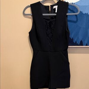 BCBGeneration Chic Black inset lace neck Sleeveless Romper